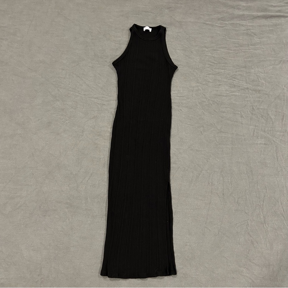 MOVING SALE Pink Lily MIDI Body-con Black Dress with leg slit size xs